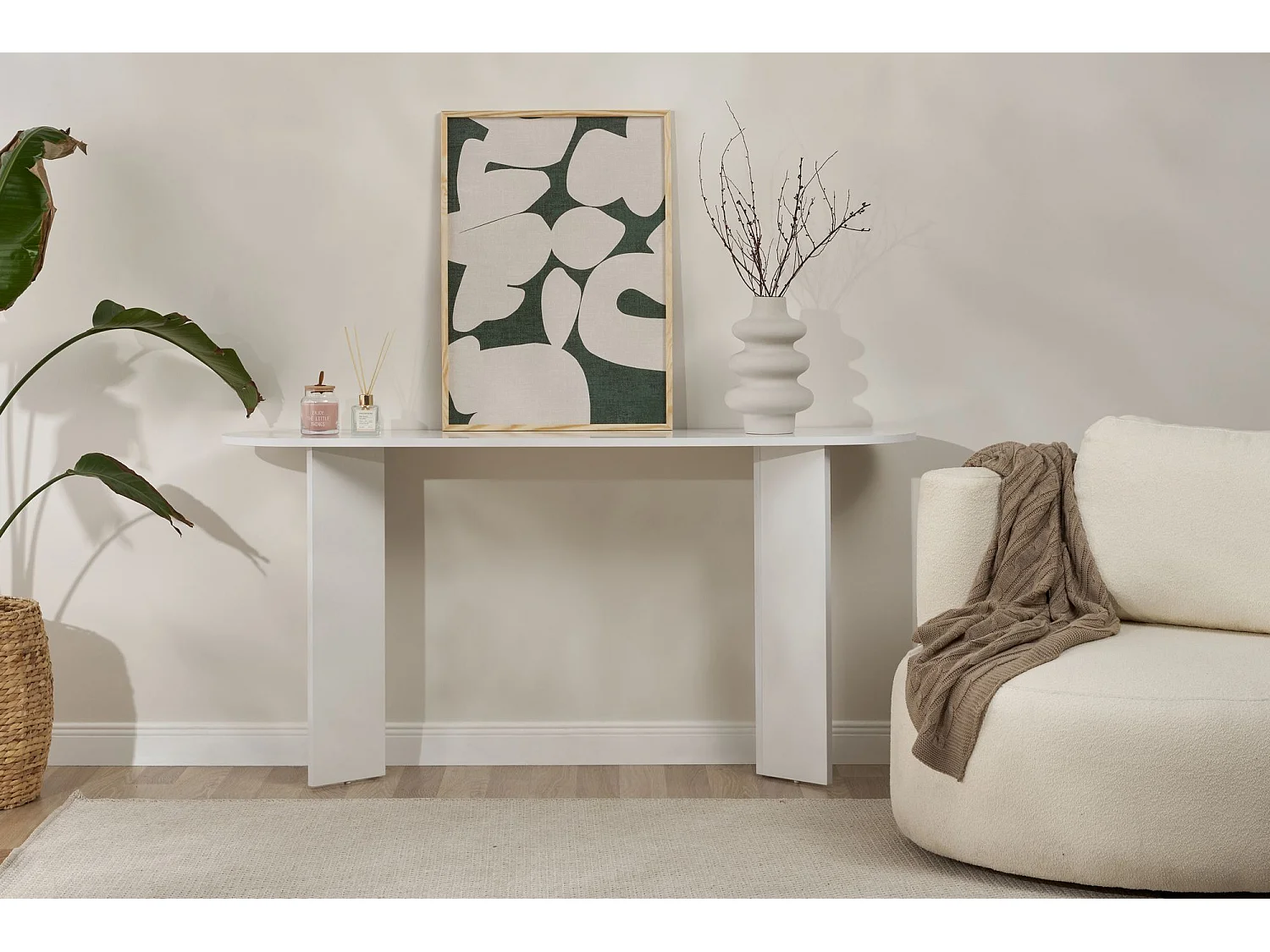 Buffet en bois "Sira" - 35 x 150 x 75 cm - Blanc