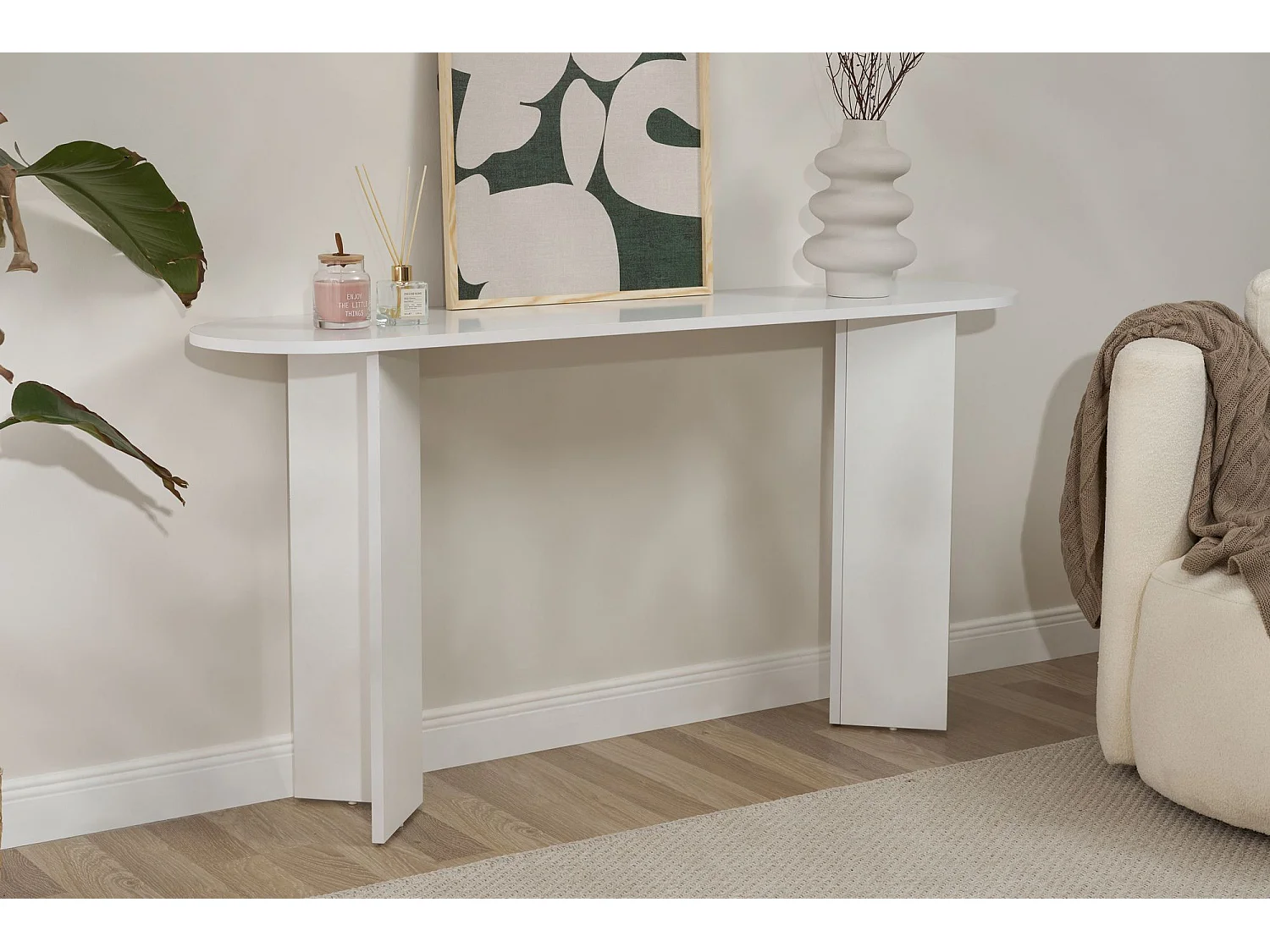 Buffet en bois "Sira" - 35 x 150 x 75 cm - Blanc