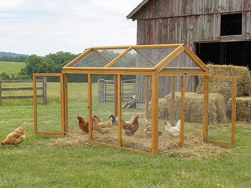 Recinto di estensione in legno per pollaio "Coco" - 6 galline - Marrone