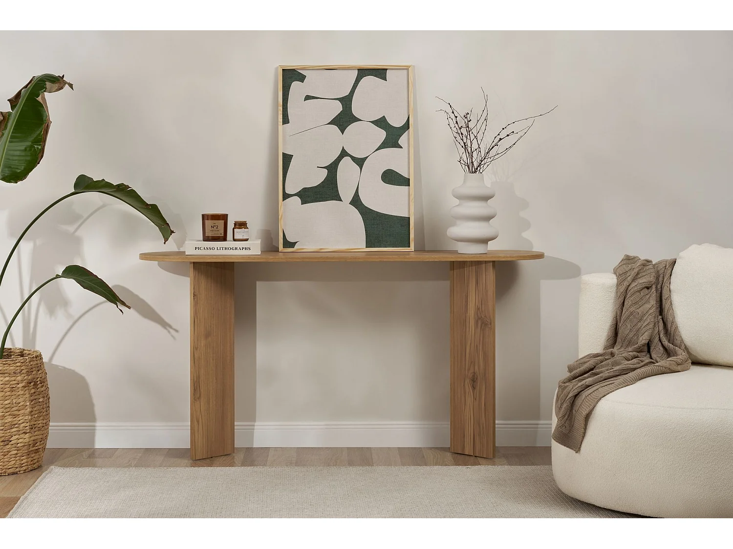 Buffet en bois "Sira" - 35 x 150 x 75 cm - Chêne