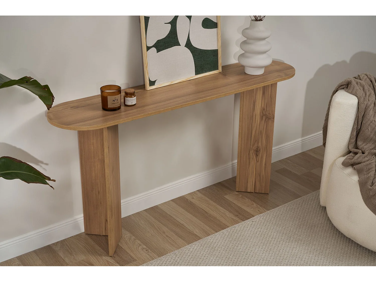 Buffet en bois "Sira" - 35 x 150 x 75 cm - Chêne