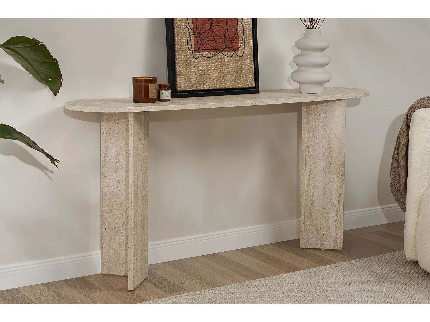 Buffet en bois "Sira" - 35 x 150 x 75 cm - Travertin