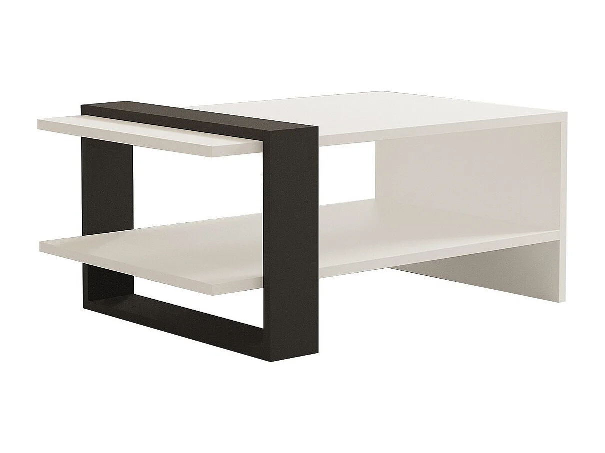 Table basse en bois "Funda" - 80 x 55 x 35 cm - AnthraciteBlanc