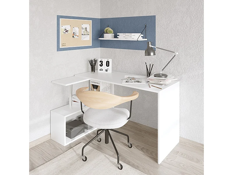 Bureau d'étude en bois "Gelincik" - 130 x 94 x 74 cm - Blanc