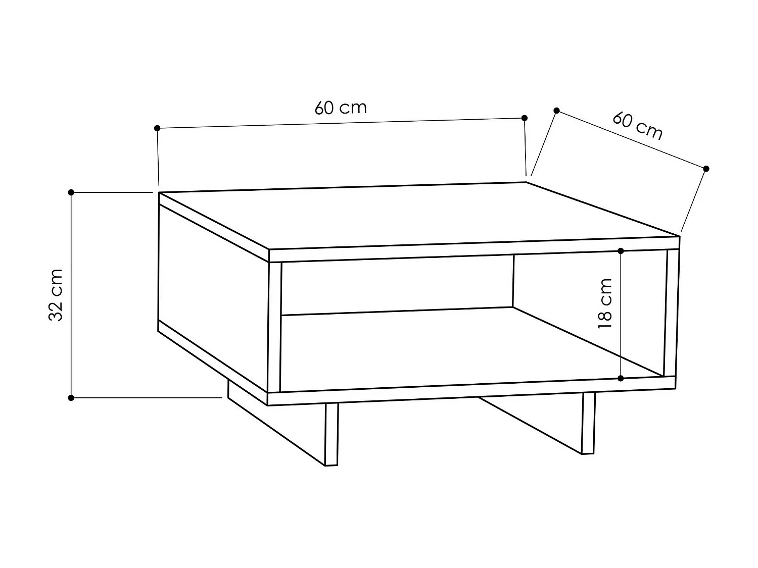 Table basse en bois "Hola" - 60 x 60 x 32 cm - ChêneAnthracite