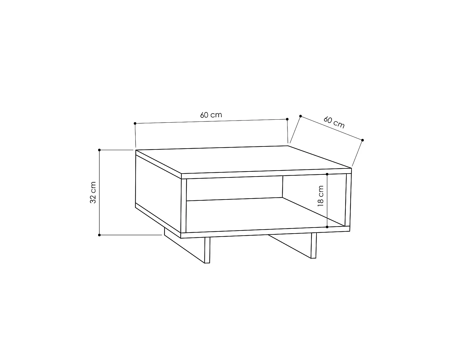 Table basse en bois "Hola" - 60 x 60 x 32 cm - ChêneAnthracite