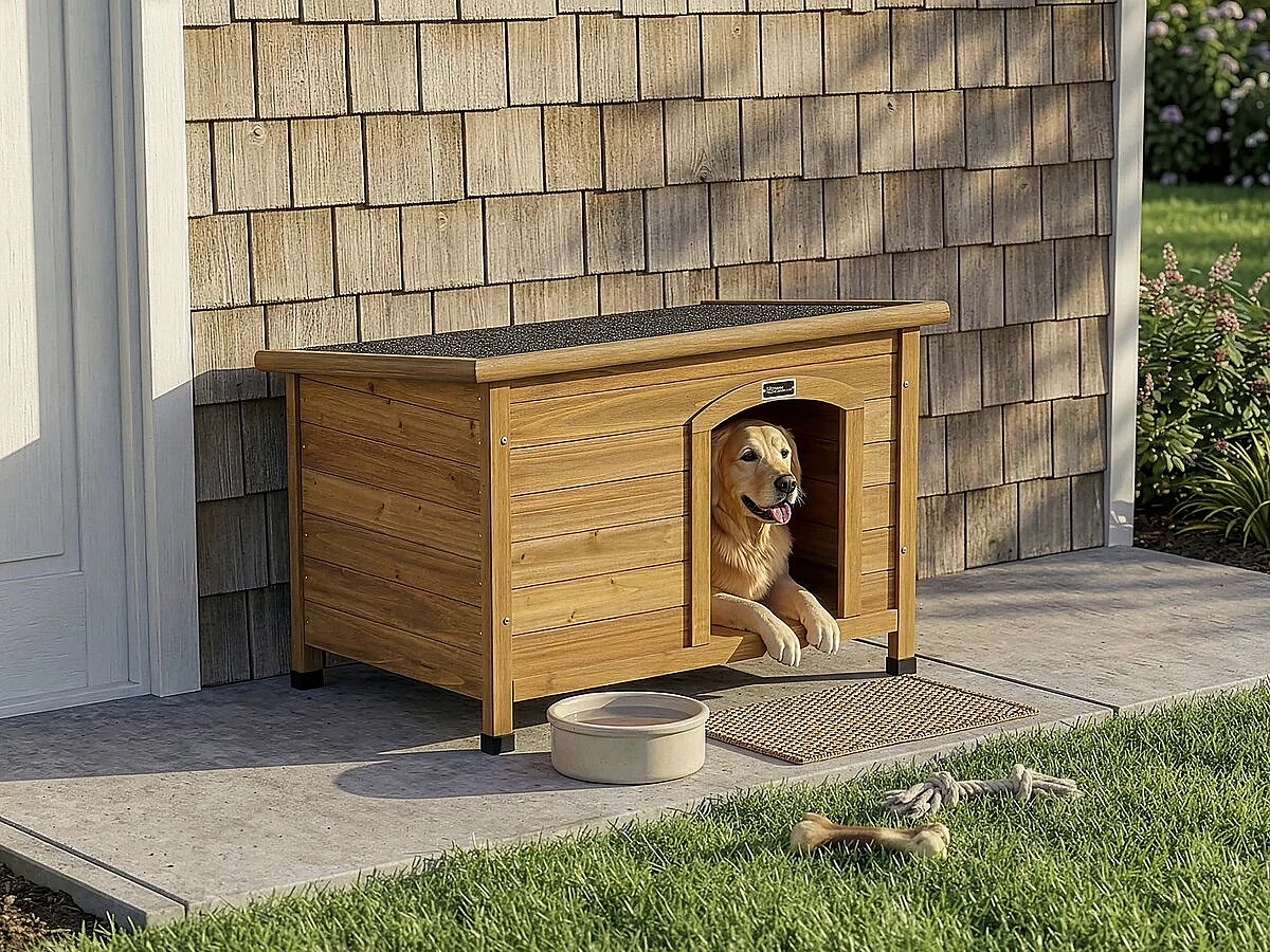 Cuccia per cani in legno "Max" - 85 x 57 x 58 cm - Marrone