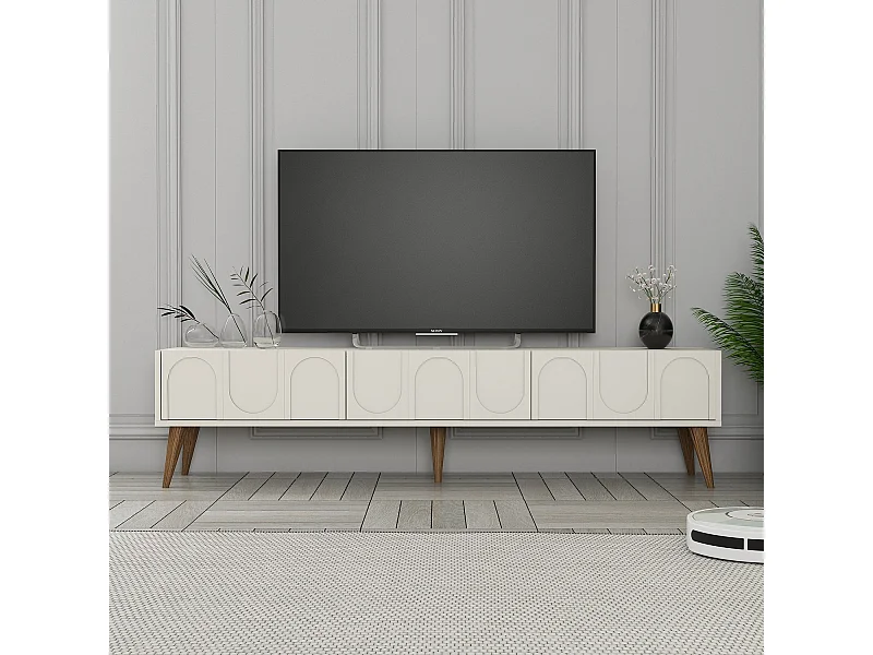 Meuble TV en bois "Lyon" - 180 x 35 x 44 cm - CrèmeNoix