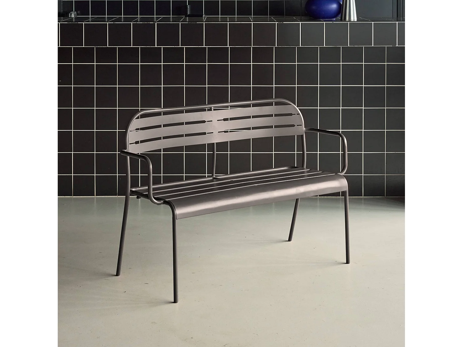 Banco exterior de acero, 2 plazas antracita