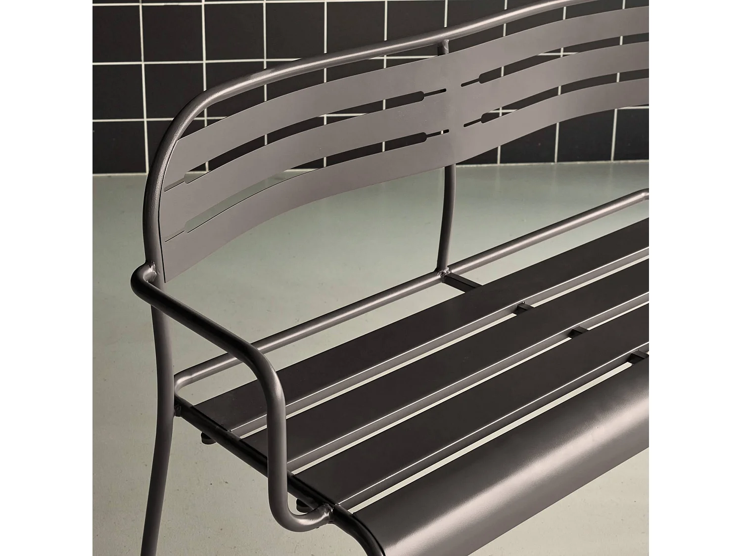Banco exterior de acero, 2 plazas antracita