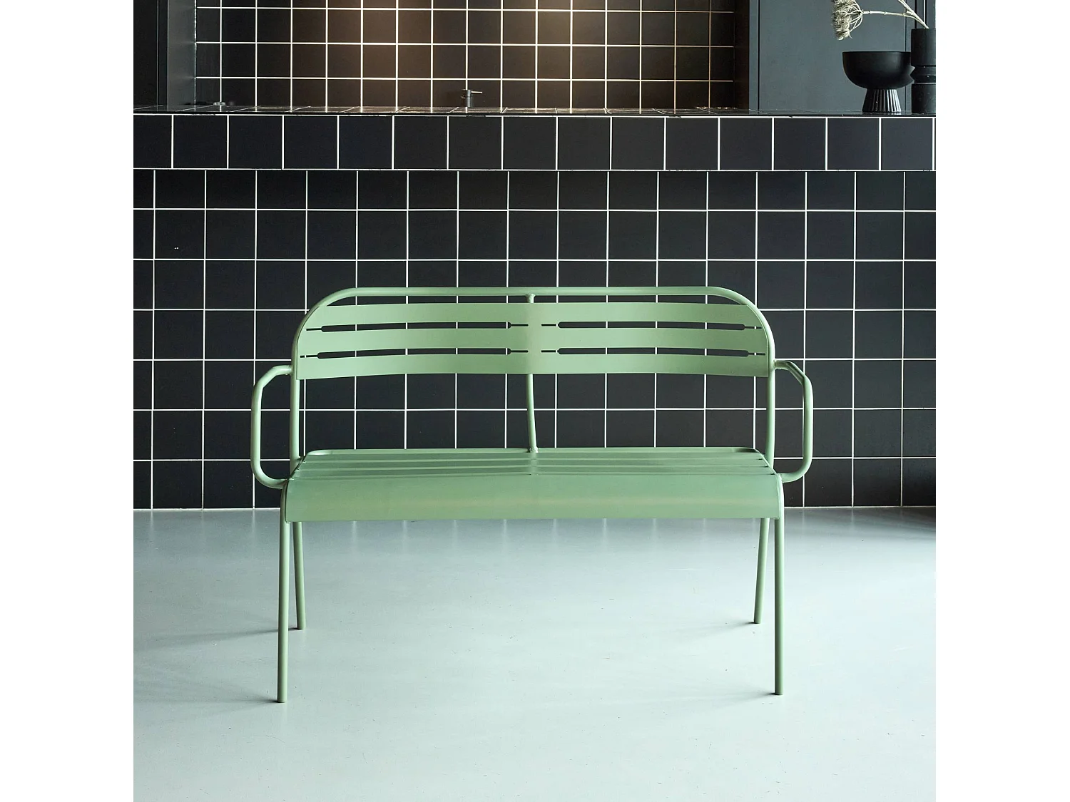 Panca da esterno in acciaio, 2 posti, verde
