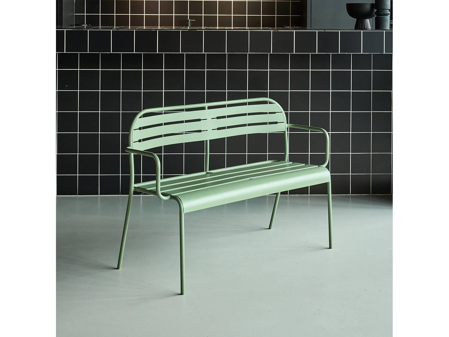 Panca da esterno in acciaio, 2 posti, verde