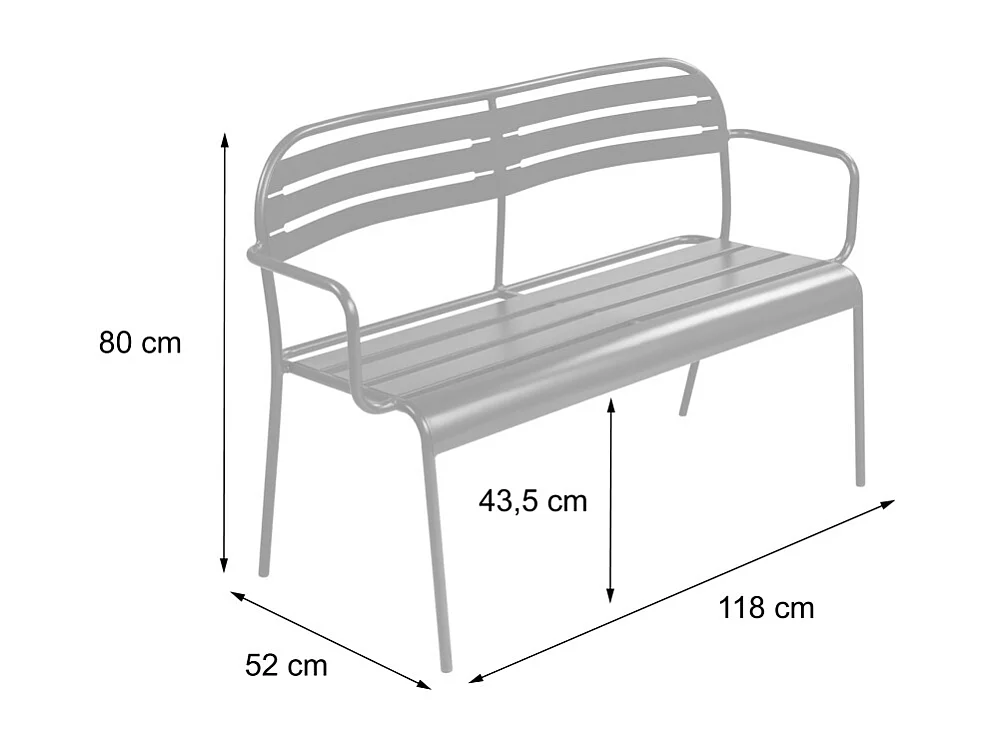 Panca da esterno in acciaio, 2 posti, verde