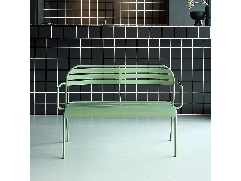 Panca da esterno in acciaio, 2 posti, verde