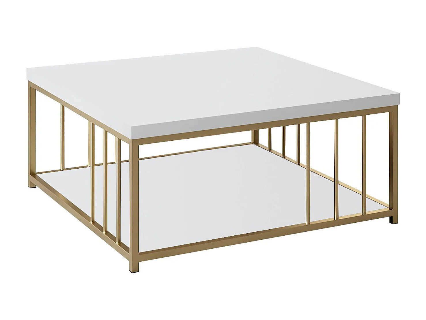 Table basse en bois "Zenn" - 90 x 39 x 40 cm - Or blanc