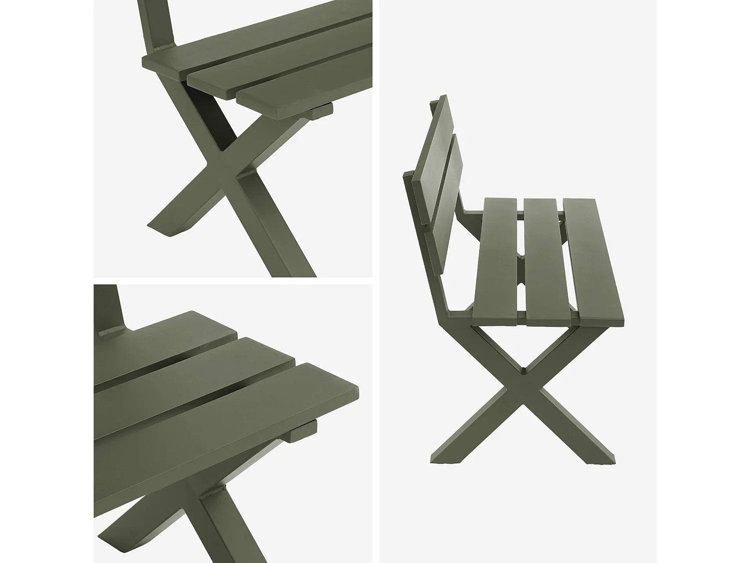 Banc de jardin aluminium 2 places kaki - Terralu