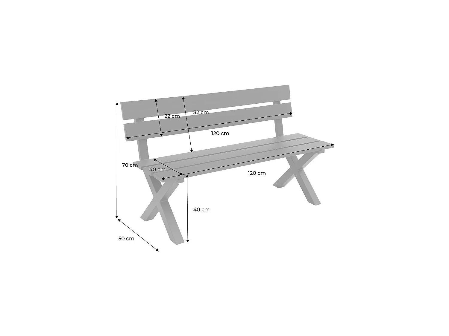 Panca da giardino in alluminio, 2 posti, verde kaki