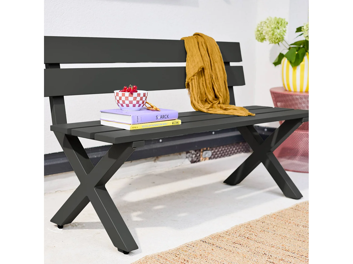 Banc de jardin aluminium 2 places anthracite - Terralu