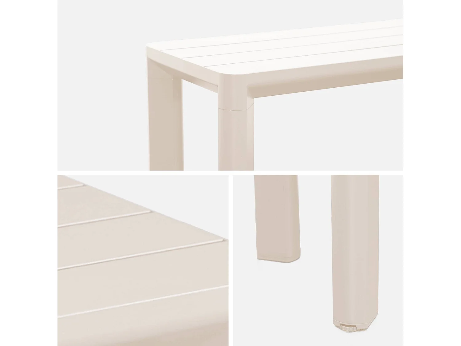 Banco de jardín de aluminio de 4 plazas beige