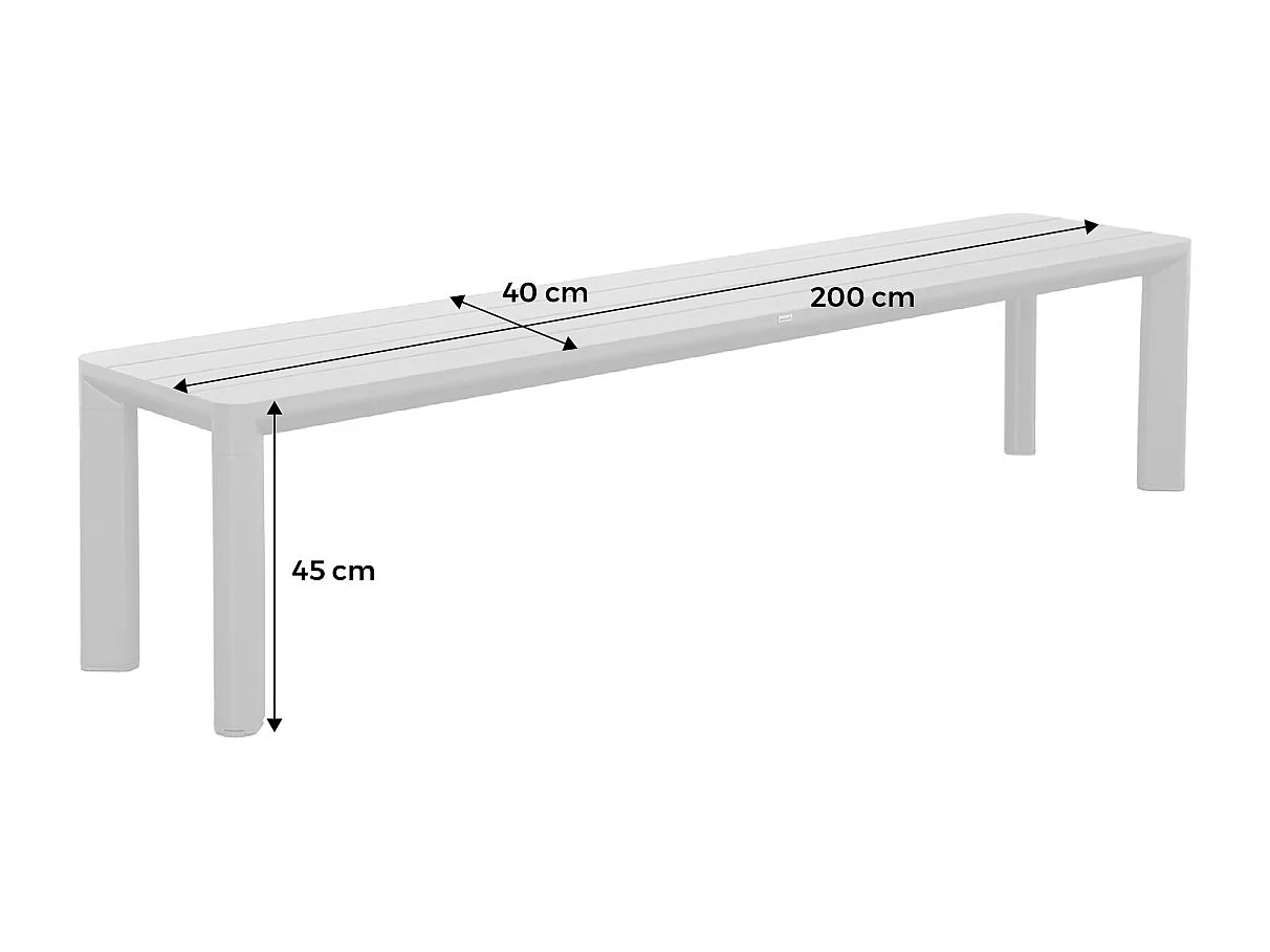 Banco de jardín de aluminio de 4 plazas beige