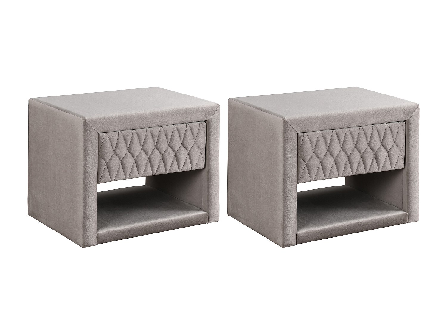 2er-Set Nachttische DANIELE – 1 Schublade & 1 Ablage – Samt – Beige günstig online kaufen