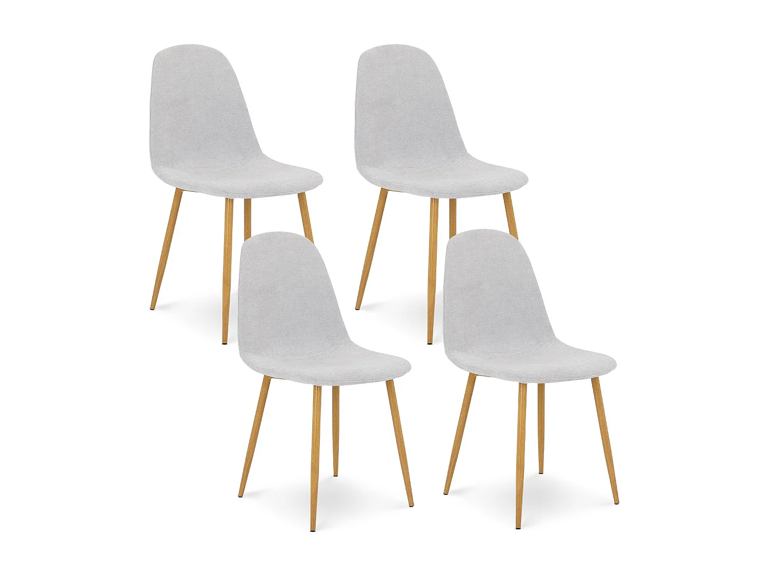 Lot de 4 chaises PUNTA de Salle à Manger, Assise en Tissu Gris Clair, Design Scandinave pour Table à Manger