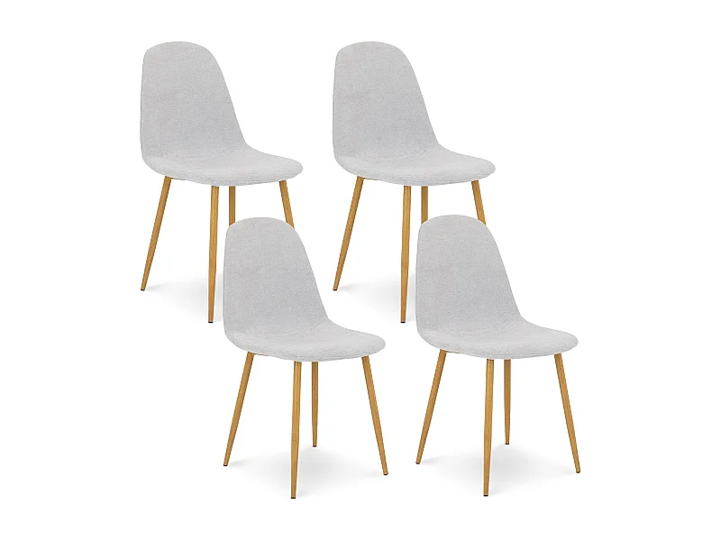 Lot de 4 chaises PUNTA de Salle à Manger, Assise en Tissu Gris Clair, Design Scandinave pour Table à Manger