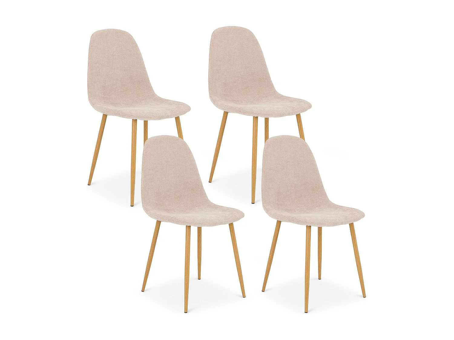 Lot de 4 chaises PUNTA de Salle à Manger, Assise en Tissu Beige, Design Scandinave pour Table à Manger