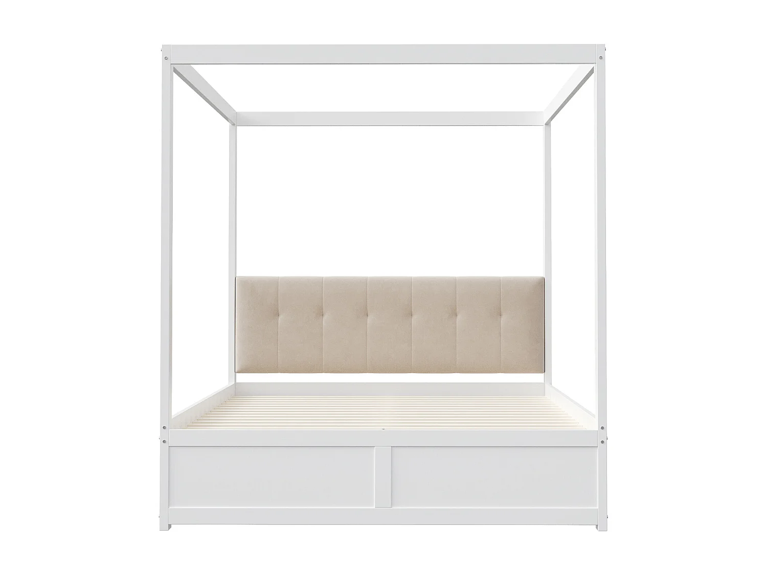 Lit adulte 140x200 cm - Lit double avec 2 tiroirs - bois blanc