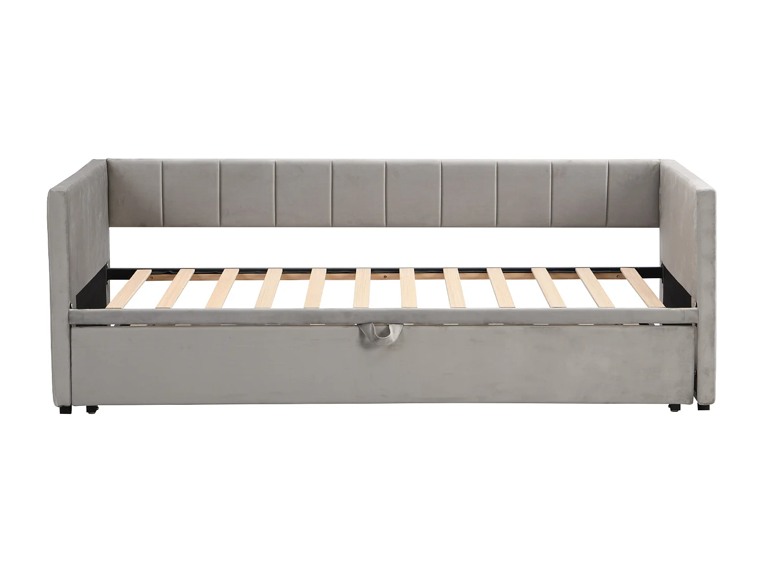 Lit banquette 90x200 cm - Lit gigogne avec sommier à lattes - velours gris - sans matelas