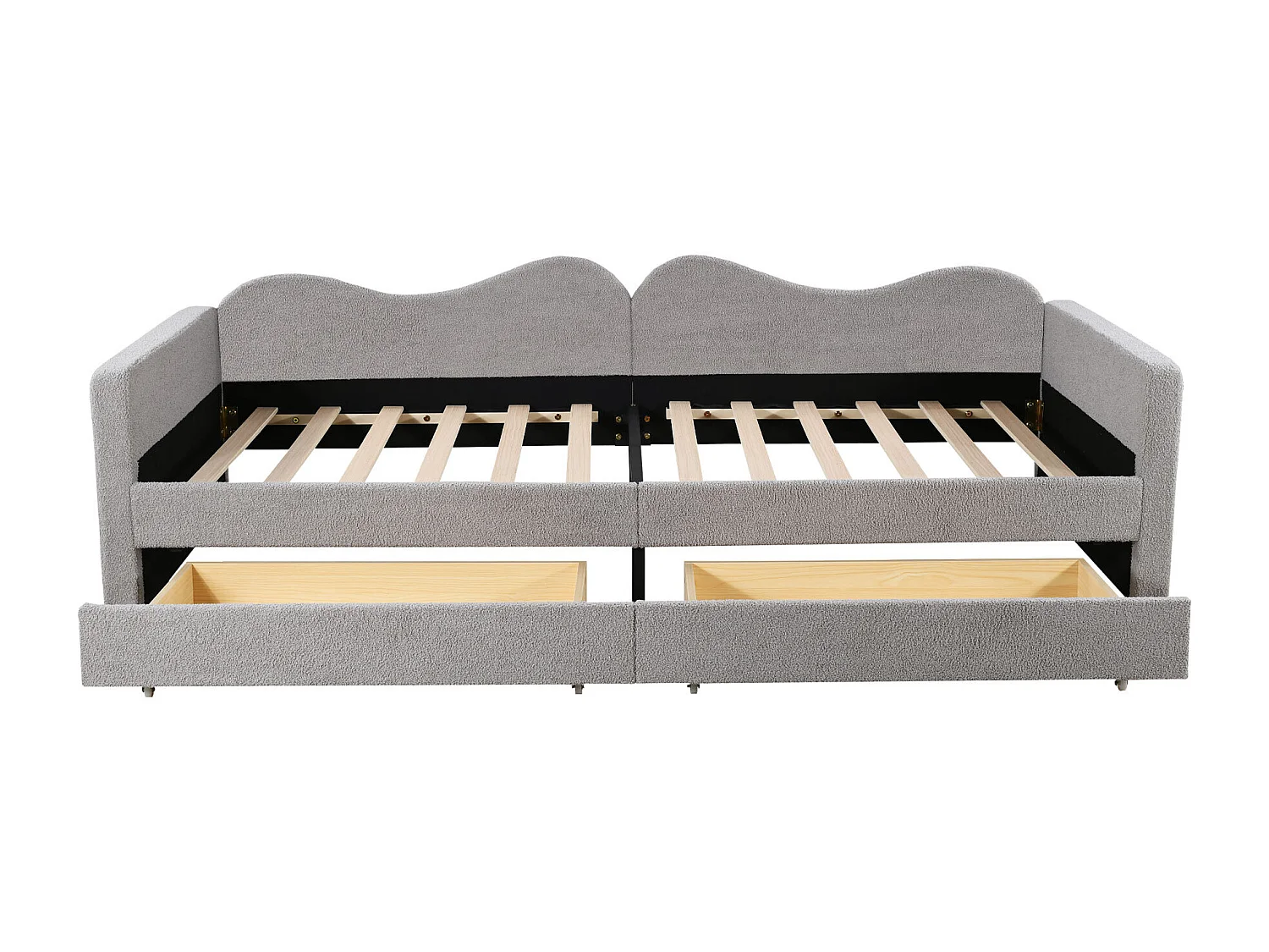 Lit enfant 90x200 cm - avec 2 tiroirs, tête de lit, sommier à lattes - gris - sans matelas