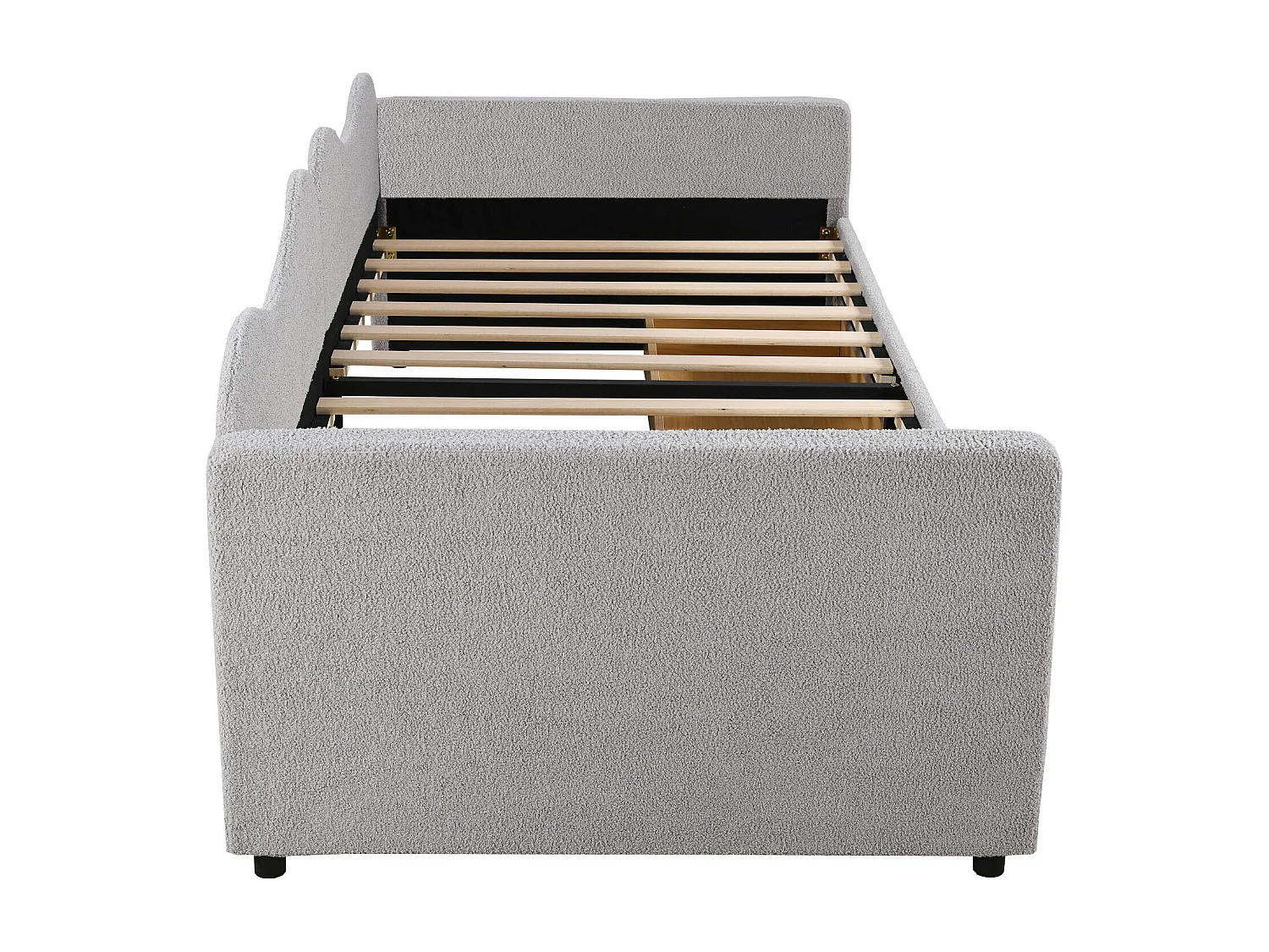 Lit enfant 90x200 cm - avec 2 tiroirs, tête de lit, sommier à lattes - gris - sans matelas