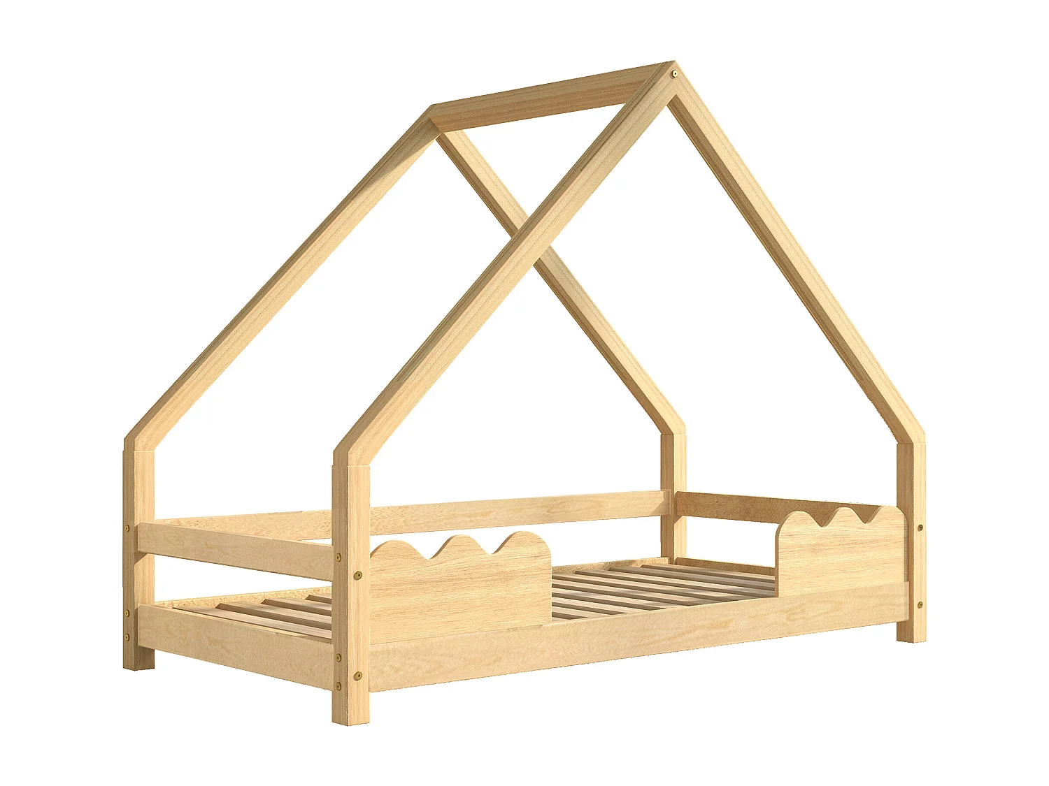 Hoogslaper 90x200 cm - met lattenbodem - naturel grenen - zonder matras