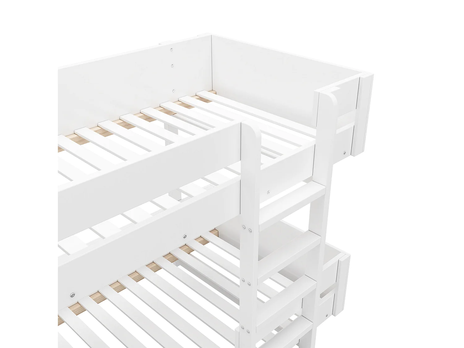 Łóżko piętrowe 90x200 cm – łóżko dziecięce z drabinką i wzmocnionymi barierkami – białe – materac nie jest wliczony w cenę