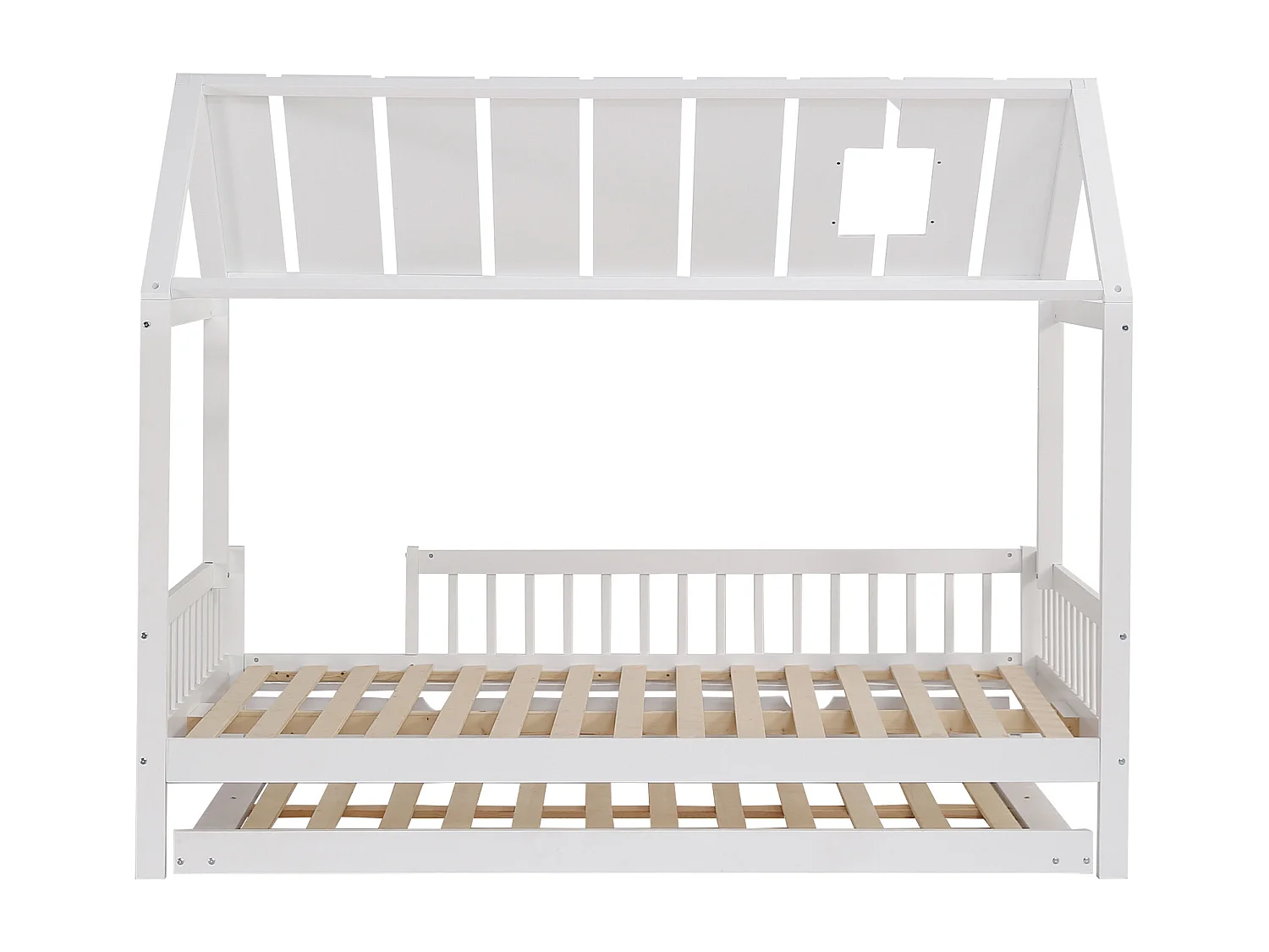 Cama nido de 120 x 200 cm - con somier de láminas - madera blanca - colchón no incluido