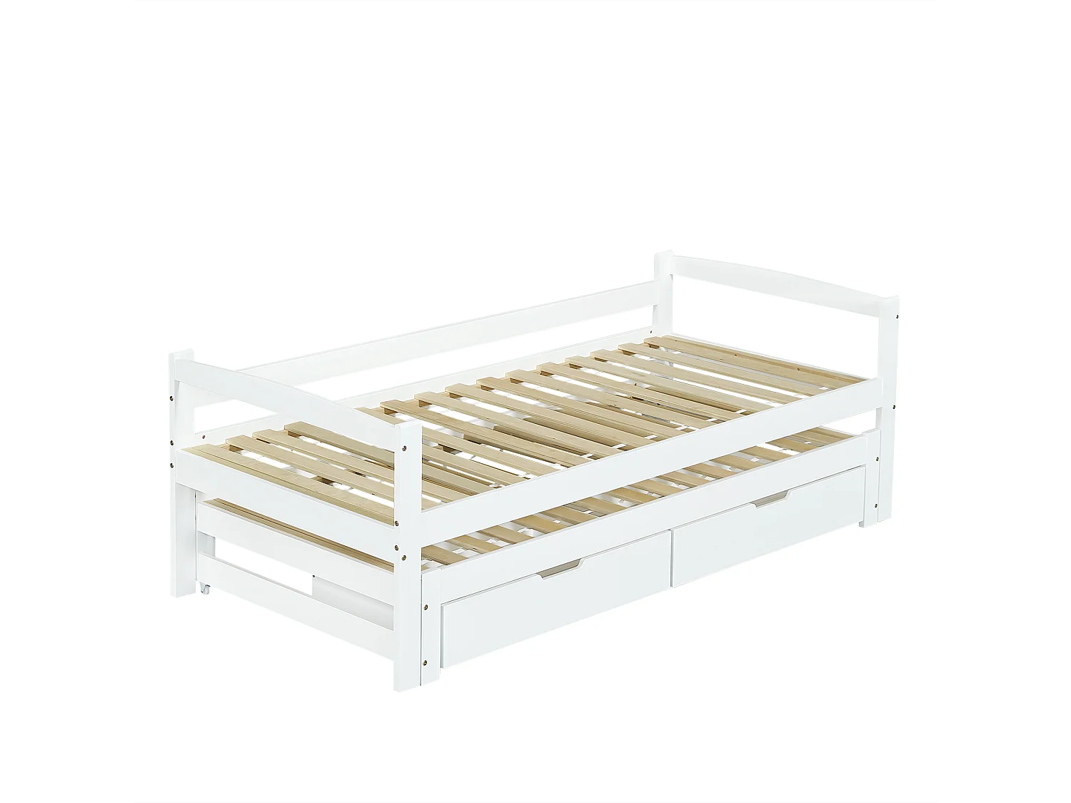 Dagbed 200x90cm/190x90cm - Uitschuifbed met 2 lades - wit - zonder matras