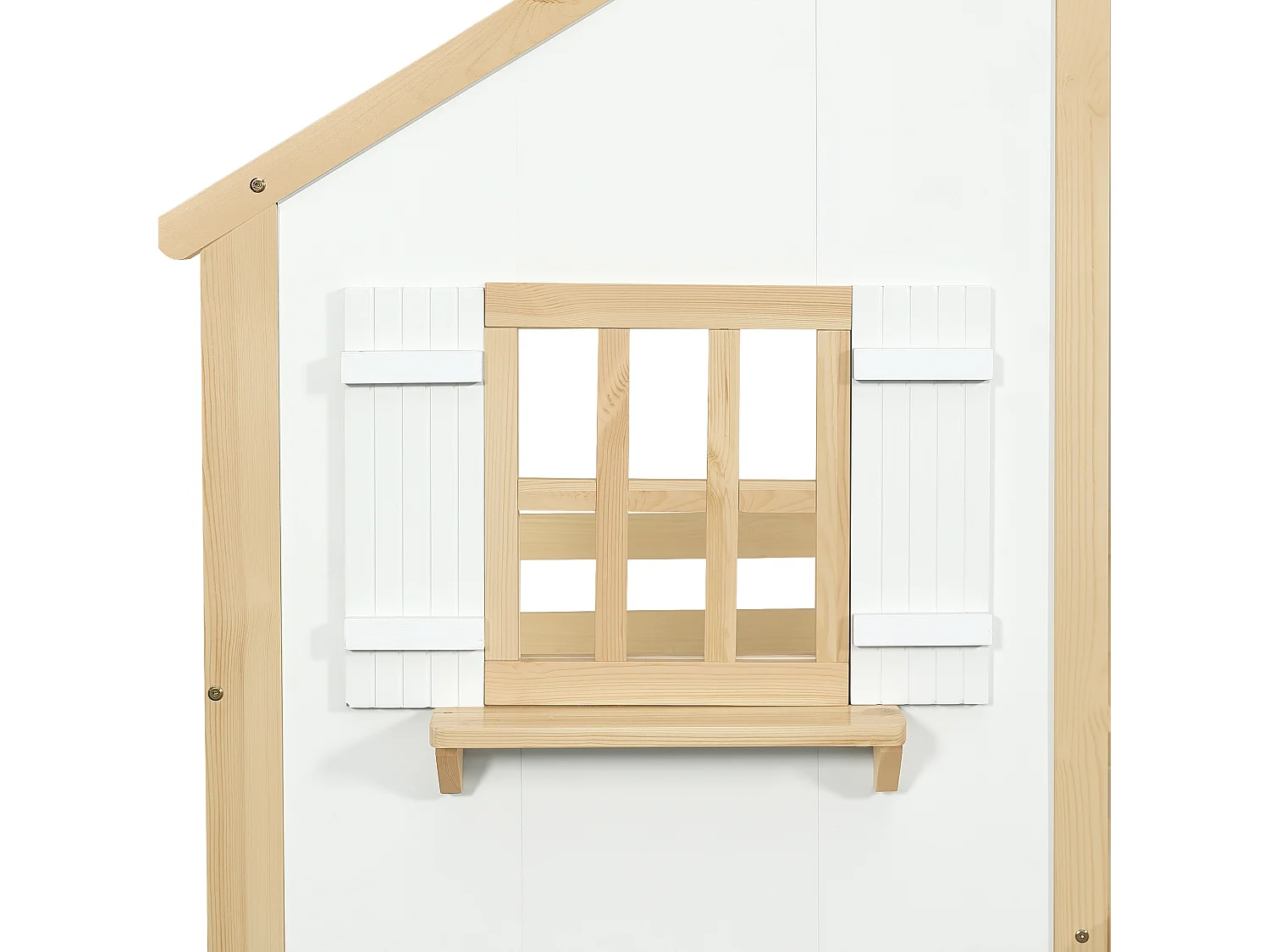 Łóżko piętrowe 90x200 cm - łóżko dla dzieci z Drabinka i stelaż z listew - kolor biały i naturalny - materac nie jest wliczony w cenę. Materac wliczony w cenę.