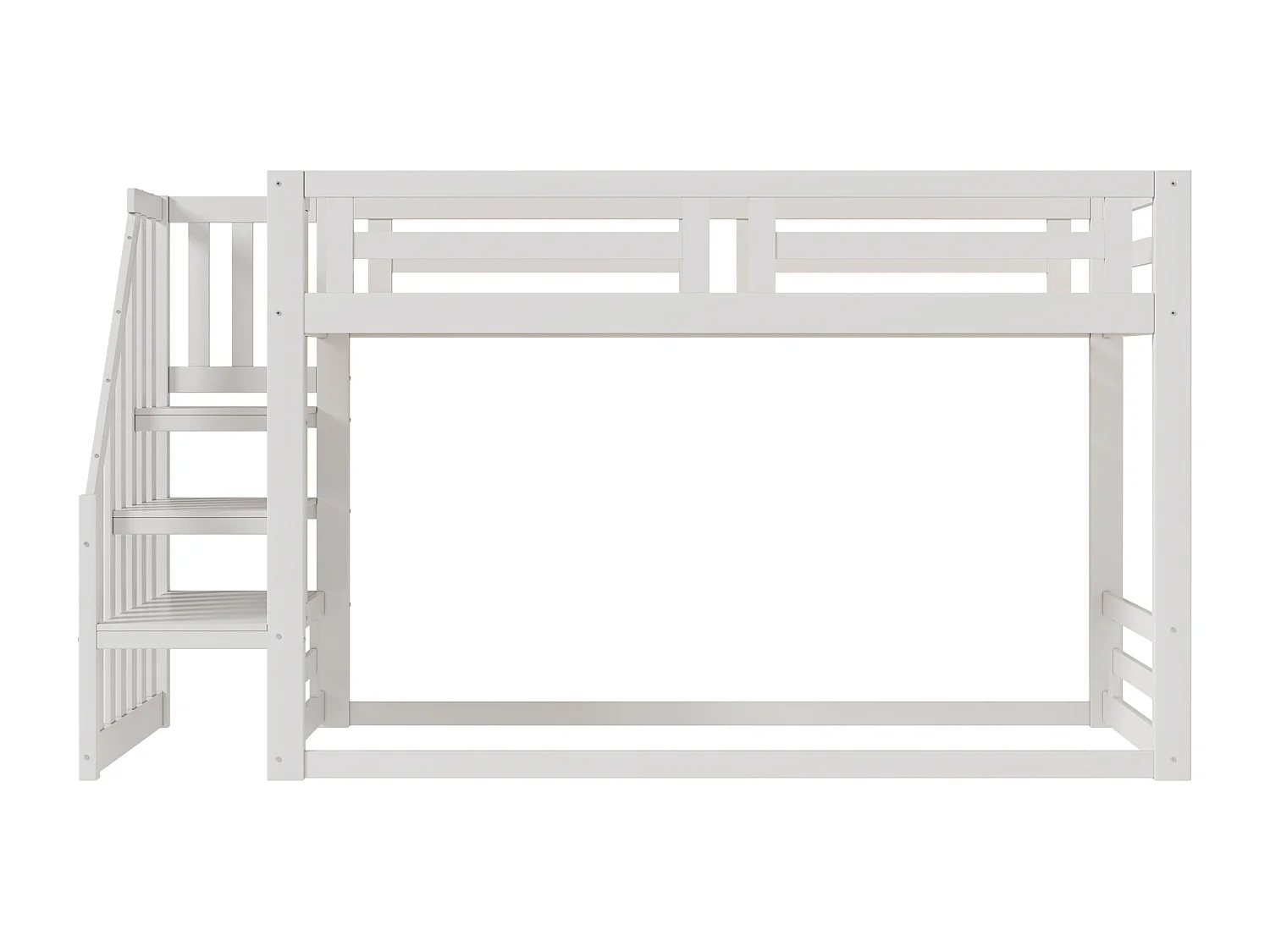 Lit superposé 90x200 cm - Lit enfant avec échelle et barrière de sécurité, - bois blanc - sans matelas