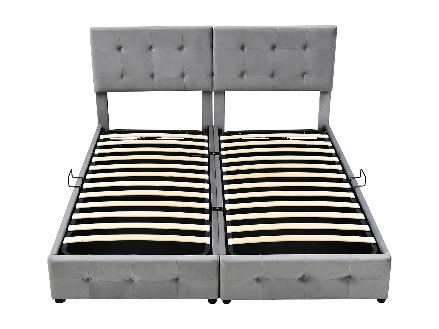 Lit coffre 180x200 cm - avec hydraulique et sommier à lattes - velours gris