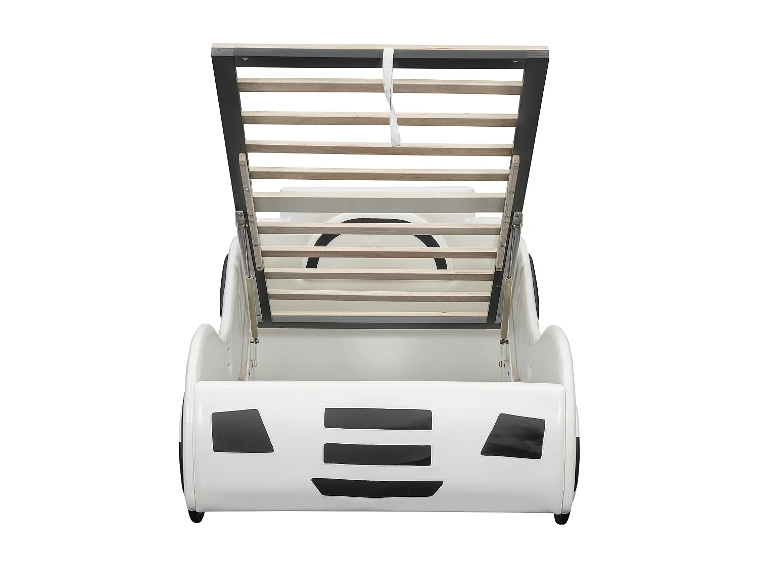 Lit coffre 90 x 200 cm - avec sommier à lattes - blanc - sans matelas