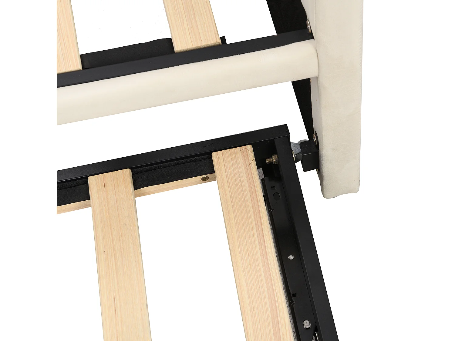 Tagesbett 90/180x200 cm – Ausziehbett und Lattenrost – Samt – Beige – ohne Matratze