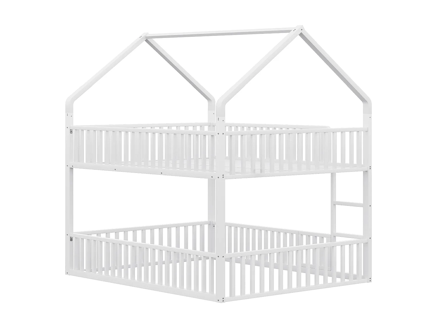 Kinderstapelbed 140x200 cm - met trap en veiligheidshekjes - wit - zonder matras