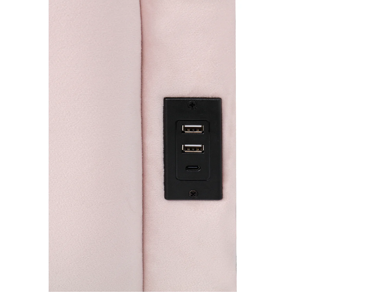 Lit coffre 90 x 200 cm - Lit simple avec 2 poches de rangement et chargeur USB - velours rose - matelas non inclus