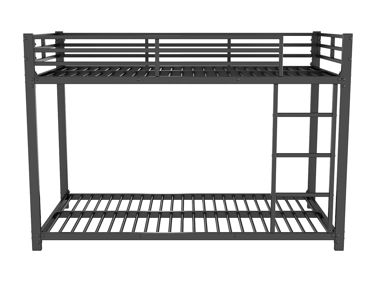 Lit superposé 90 x 200 cm - avec sommier à lattes - en métal - noir - sans matelas