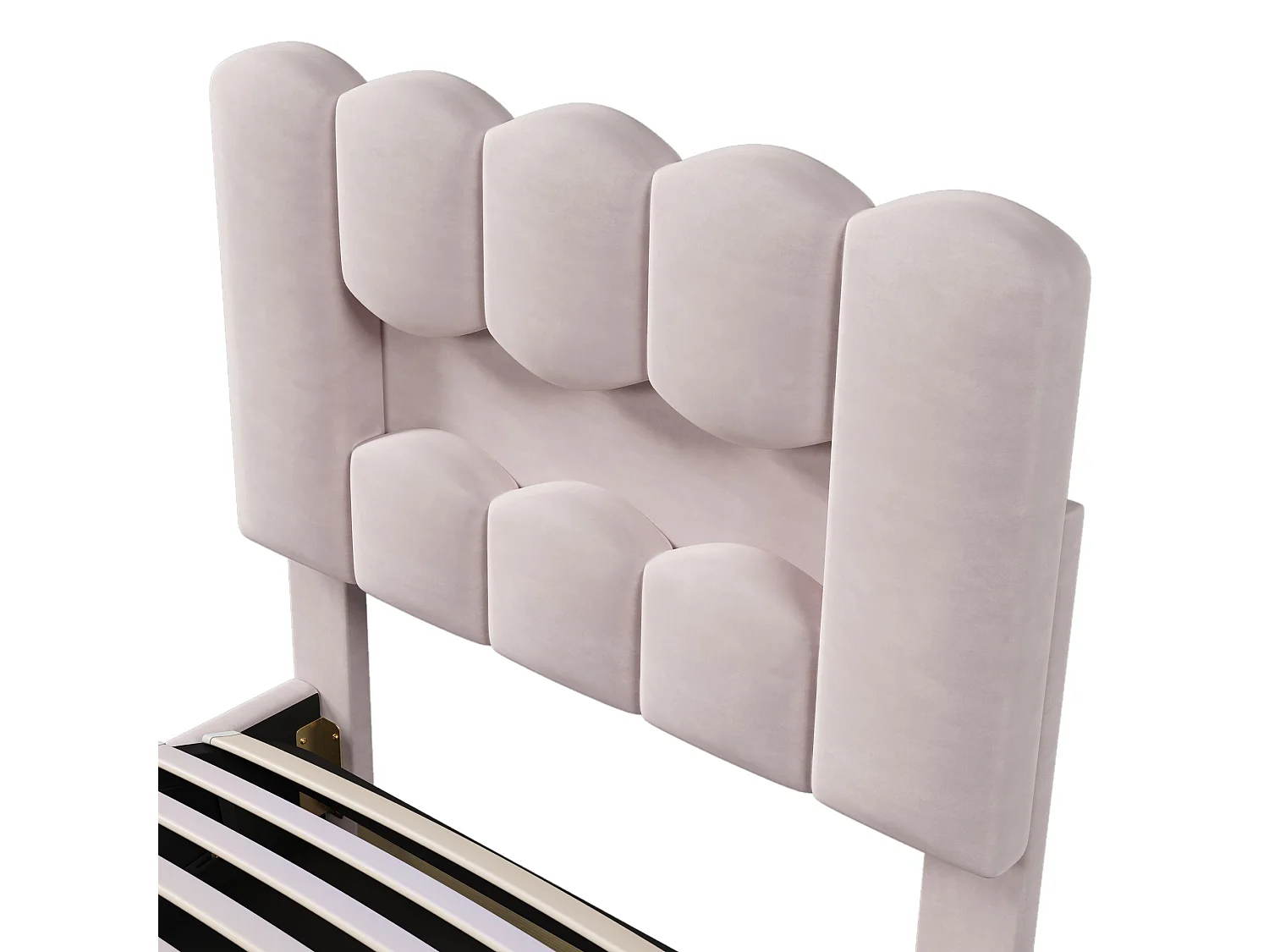 Lit coffre 90 x 200 cm - Lit enfant avec éclairage LED et tête de lit réglable - velours rose - matelas non inclus