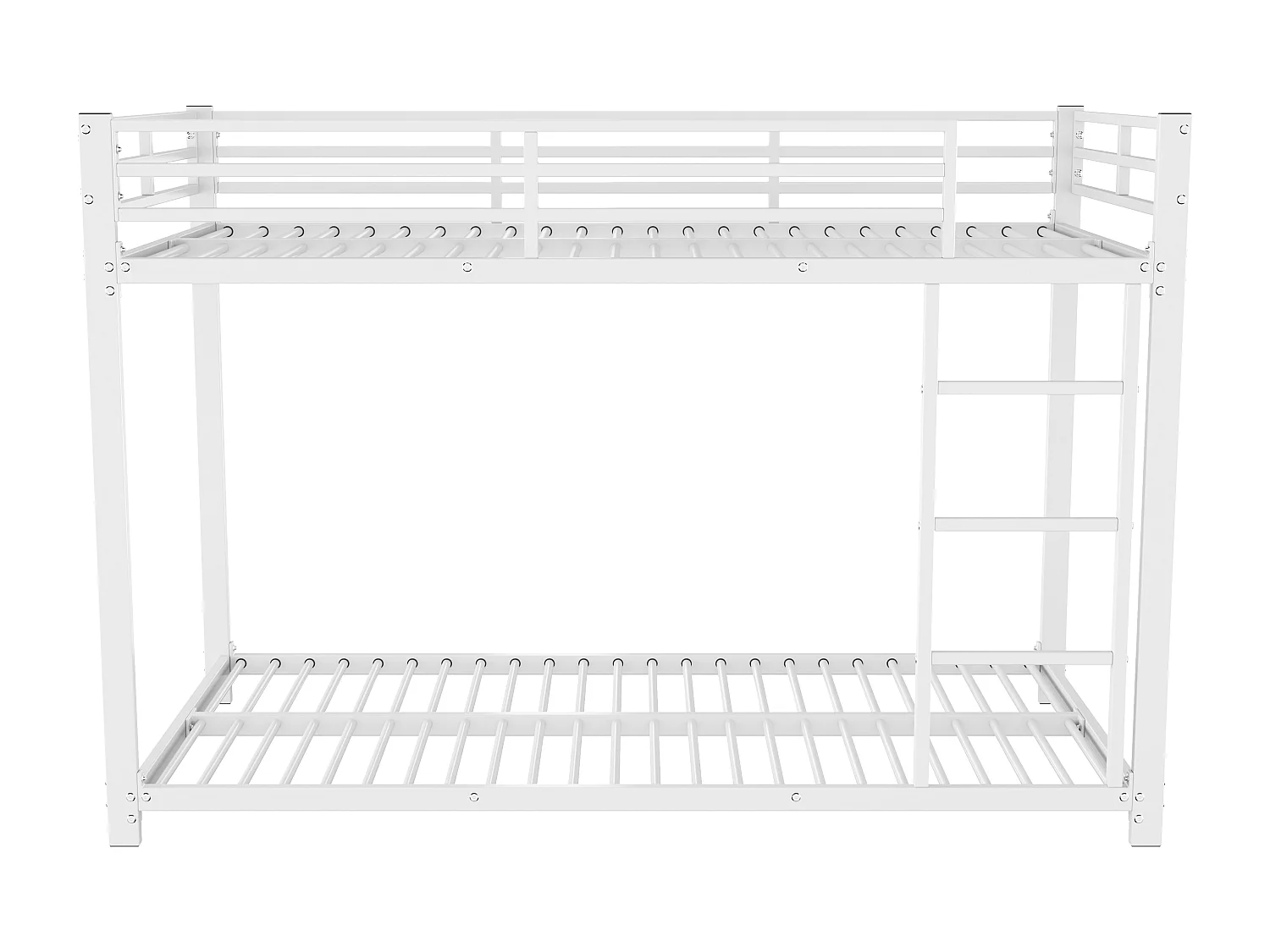 Lit superposé 90x200 - avec tête de lit, sommier à lattes - en métal - blanc - sans matelas