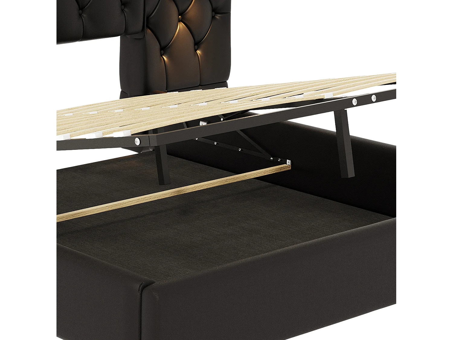 Lit coffre 180x200 cm - Lit adulte avec lampe de lecture et ports USB - PU noir - sans matelas