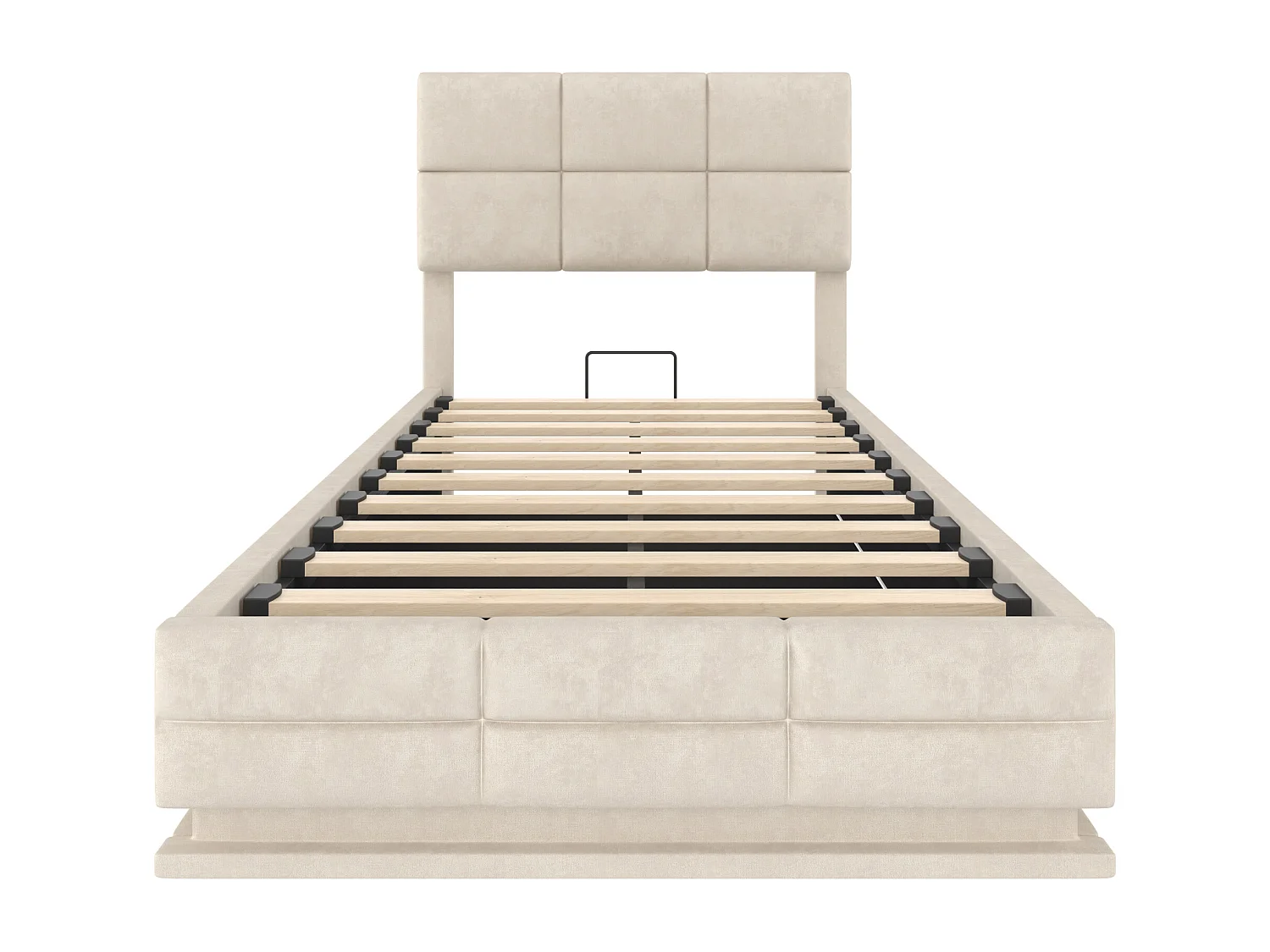 Lit coffre adulte 90x200 cm - avec LED et port USB - velours beige - sans matelas