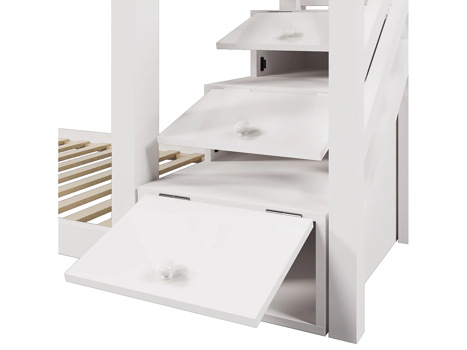 Letto a castello 90x200 cm - con sponda e cassetto - bianco - senza materasso