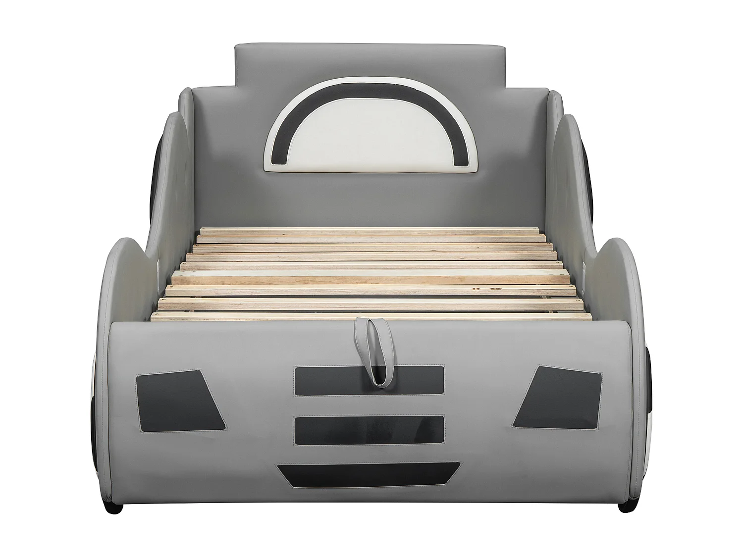 Lit coffre 90 x 200 cm - avec tête de lit, sommier à lattes - gris - sans matelas